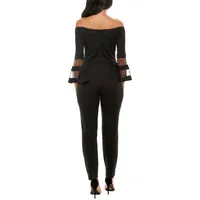 Premier Amour Off The Shoulder Womens Long Sleeve Jumpsuit