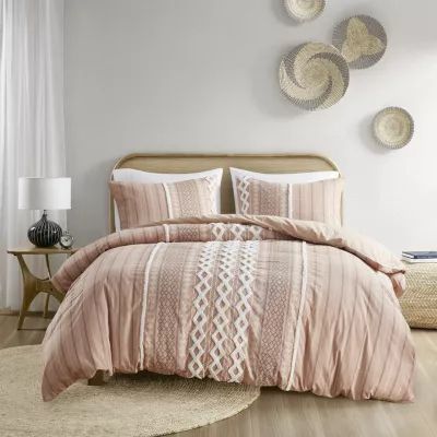 INK+IVY Imani 3pc Cotton Printed Duvet Cover Set w/ Chenille