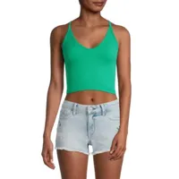 Arizona Womens Juniors V Neck Sleeveless Seamless Tank Top