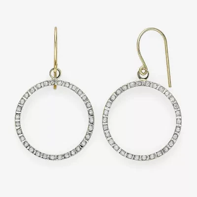 Diamond Fascination™ 14K Yellow Gold Open Circle Earrings