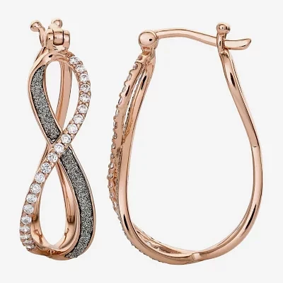 Cubic Zirconia Sterling Silver 27.9mm Hoop Earrings