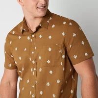 Arizona Big and Tall Mens Short Sleeve Button-Down Shirt