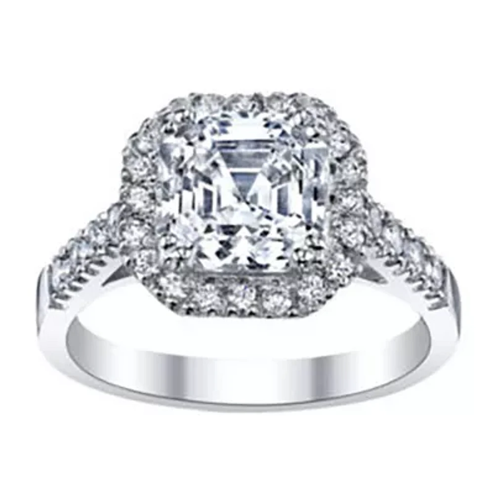 DiamonArt® Asscher-Cut Cubic Zirconia Sterling Silver Ring