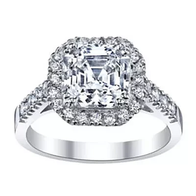 DiamonArt® Asscher-Cut Cubic Zirconia Sterling Silver Ring