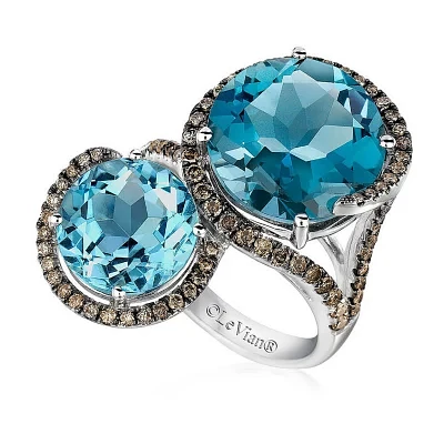 Le Vian® Grand Sample Sale™ Ring featuring 8Blue Topaz Chocolate Diamonds® set in 14K Vanilla Gold®