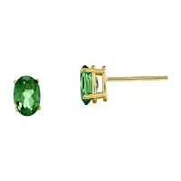 Genuine Emerald 14K Gold Stud Earrings