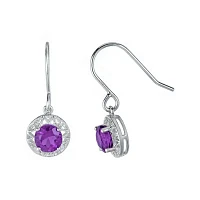 Genuine Amethyst Filigree Sterling Silver Drop Earrings