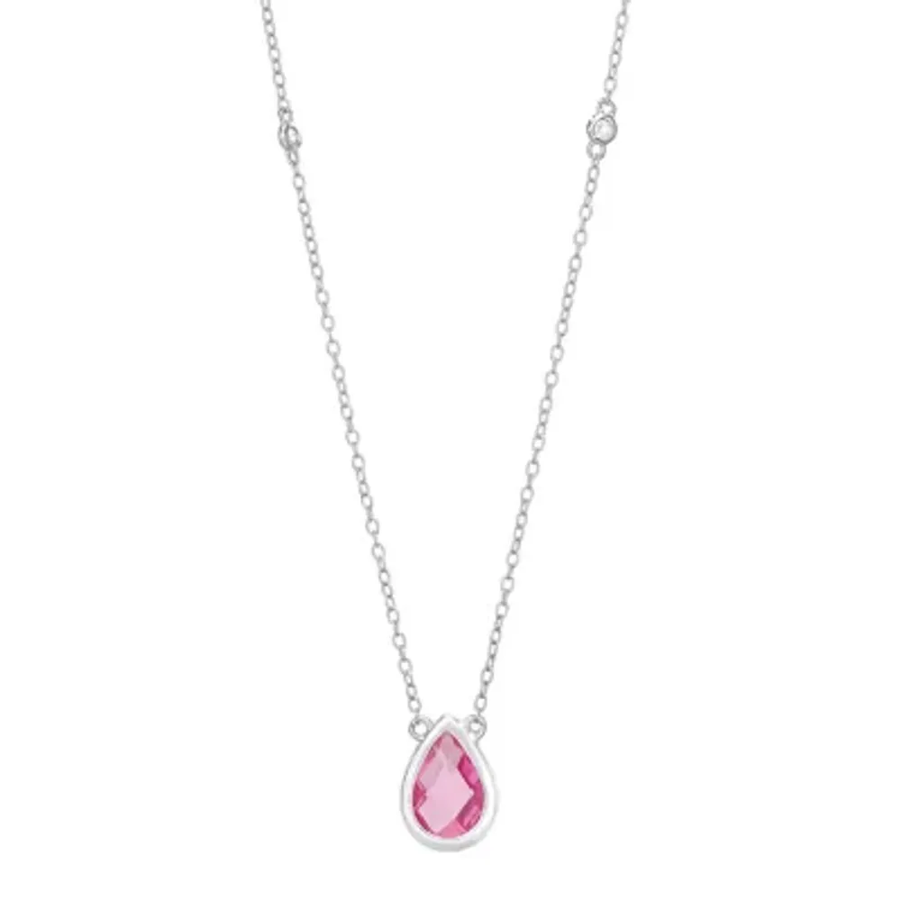 Womens Lab Created Sapphire Sterling Silver Pendant Necklace