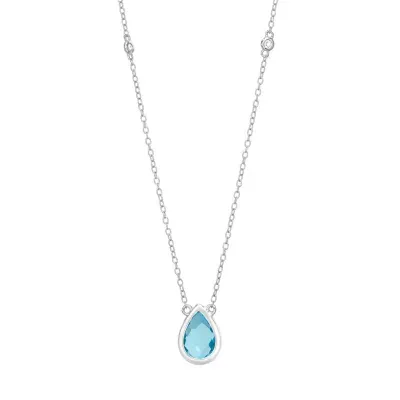 Womens Genuine Topaz Sterling Silver Pendant Necklace