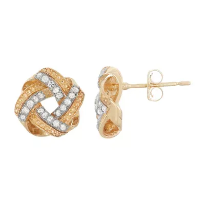 1/5 CT. Natural White Diamond 10K Gold 9.6mm Knot Stud Earrings