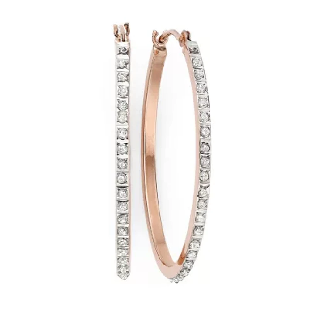 Diamond Fascination™ 14K Rose Gold Oval Hoop Earrings