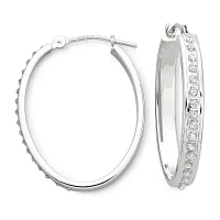 Diamond Fascination™ 14K White Gold Oval Hoop Earrings