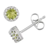 Genuine Green Peridot Sterling Silver 5.2mm Stud Earrings