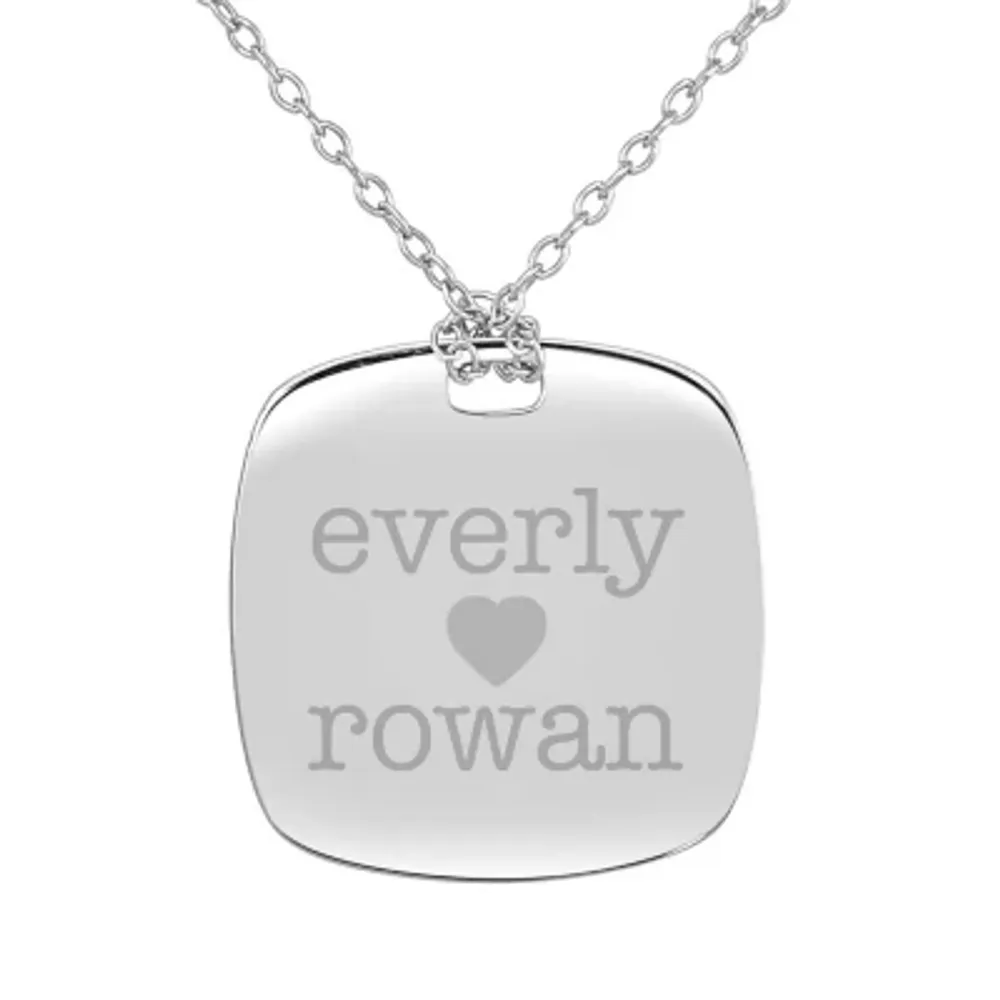 Personalized Sterling Silver 20mm Couple's Name Pendant Necklace