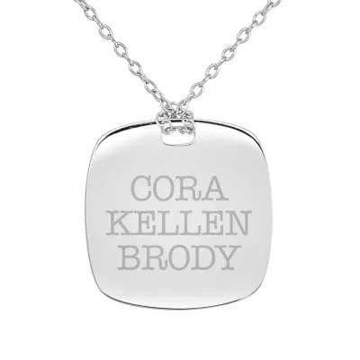 Personalized Sterling Silver 20mm Family Name Pendant Necklace
