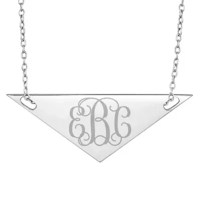 Monogrammed Sterling Silver Necklace with 16MM Round Rope Accented Pendant  and Chain