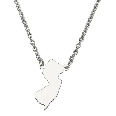 Personalized Sterling Silver New Jersey Pendant Necklace