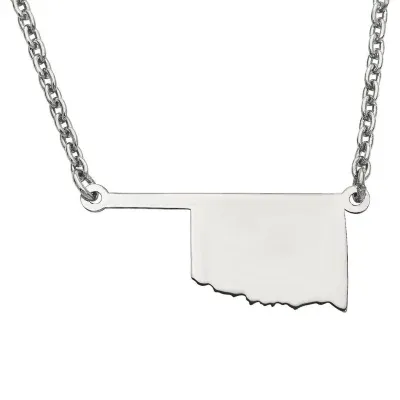 Personalized Sterling Silver Oklahoma Pendant Necklace
