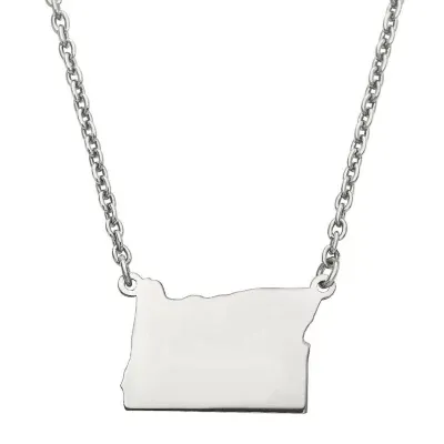 Personalized Sterling Silver Oregon Pendant Necklace