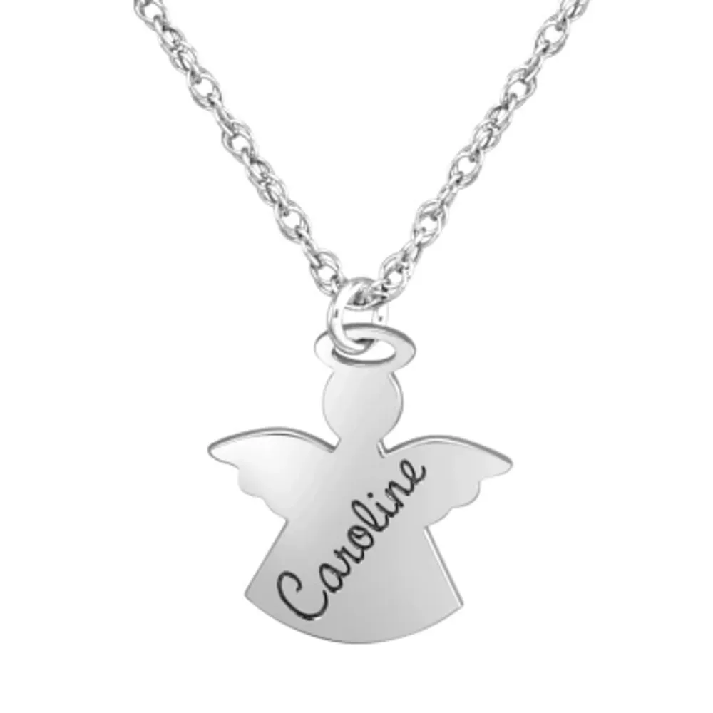 FINE JEWELRY Personalized Womens 10K White Gold Angel Name Pendant