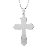 Steeltime Lord's Prayer Mens Stainless Steel Cross Pendant Necklace