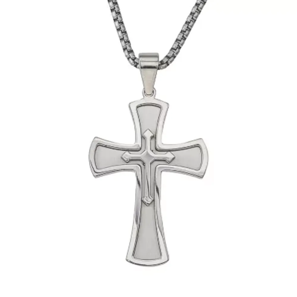 Mens 1/2 CT. T.W. Mined Black Diamond Sterling Silver Cross Pendant Necklace  - JCPenney