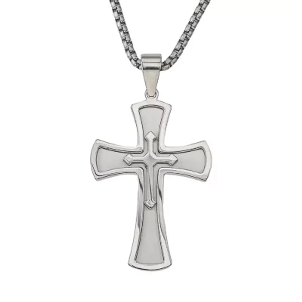 FINE JEWELRY Steeltime Mens Stainless Steel Cross Pendant Necklace | Pueblo  Mall