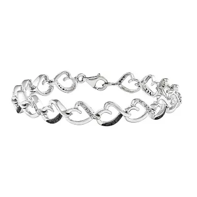 1/6 CT.T.W. Natural White and Color-Enhanced Black Diamond Sterling SIlver Tennis Bracelet