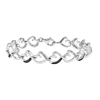 1/ CT.T.W. Natural White and Color-Enhanced Black Diamond Sterling SIlver Tennis Bracelet