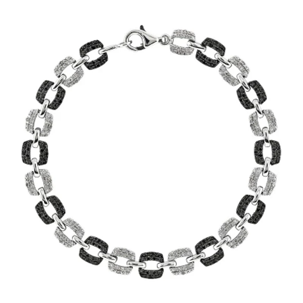 1/2 CT.T.W. Natural White and Color-Enhanced Black Diamond Sterling SIlver Bracelet