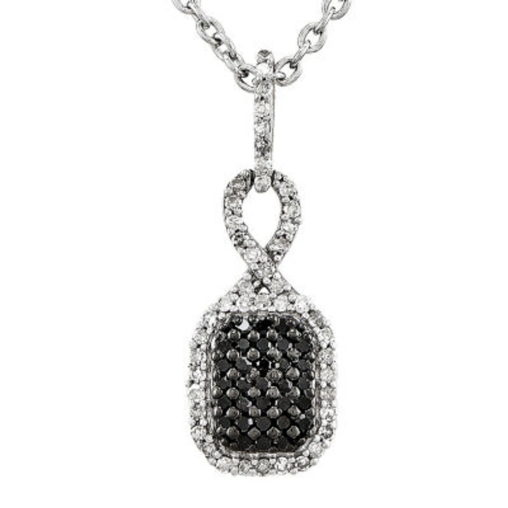 1/4 CT.T.W. Natural White and Color-Enhanced Black Diamond Sterling SIlver Fashion Pendant Necklace