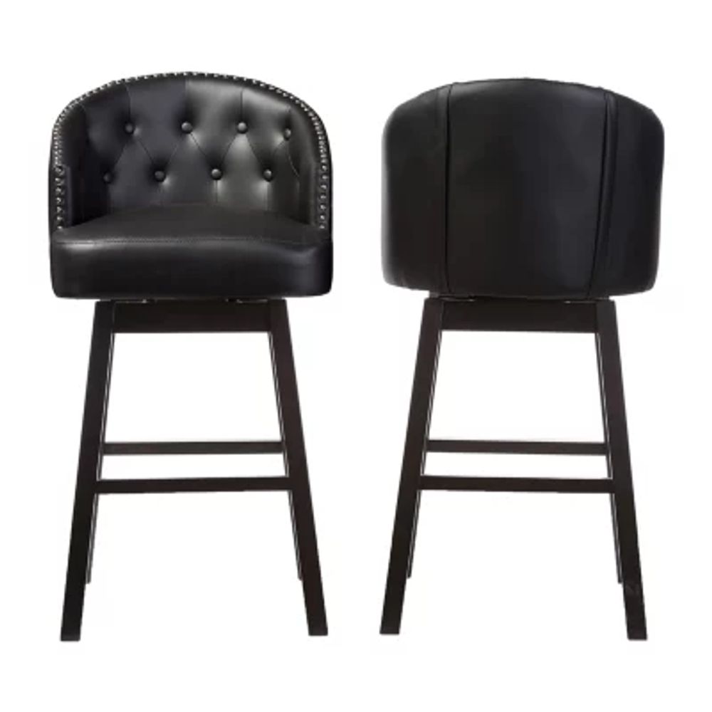 Avril 2-pc. Counter Height Upholstered Tufted Swivel Bar Stool