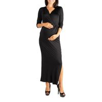 24seven Comfort Apparel Womens 3/4 Sleeve Maxi Dress Maternity