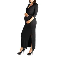 24seven Comfort Apparel Womens 3/4 Sleeve Maxi Dress Maternity