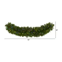 Nearly Natural 6ft. X 18in. Christmas Pine Extra Wide Artificial Garland With 100 Multicolored Led Lights Pre-Lit Indoor Christmas Garland