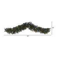 Nearly Natural 6ft. Flocked Artificial Christmas Garland With 50 Multicolored Led Lights And Berries Pre-Lit Indoor Christmas Garland