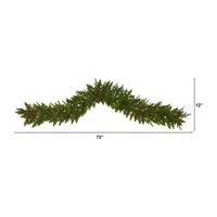 Nearly Natural 6ft. Pre-Lit Indoor Christmas Pine Artificial Garland With 50 Warm White Led Lights And Berries