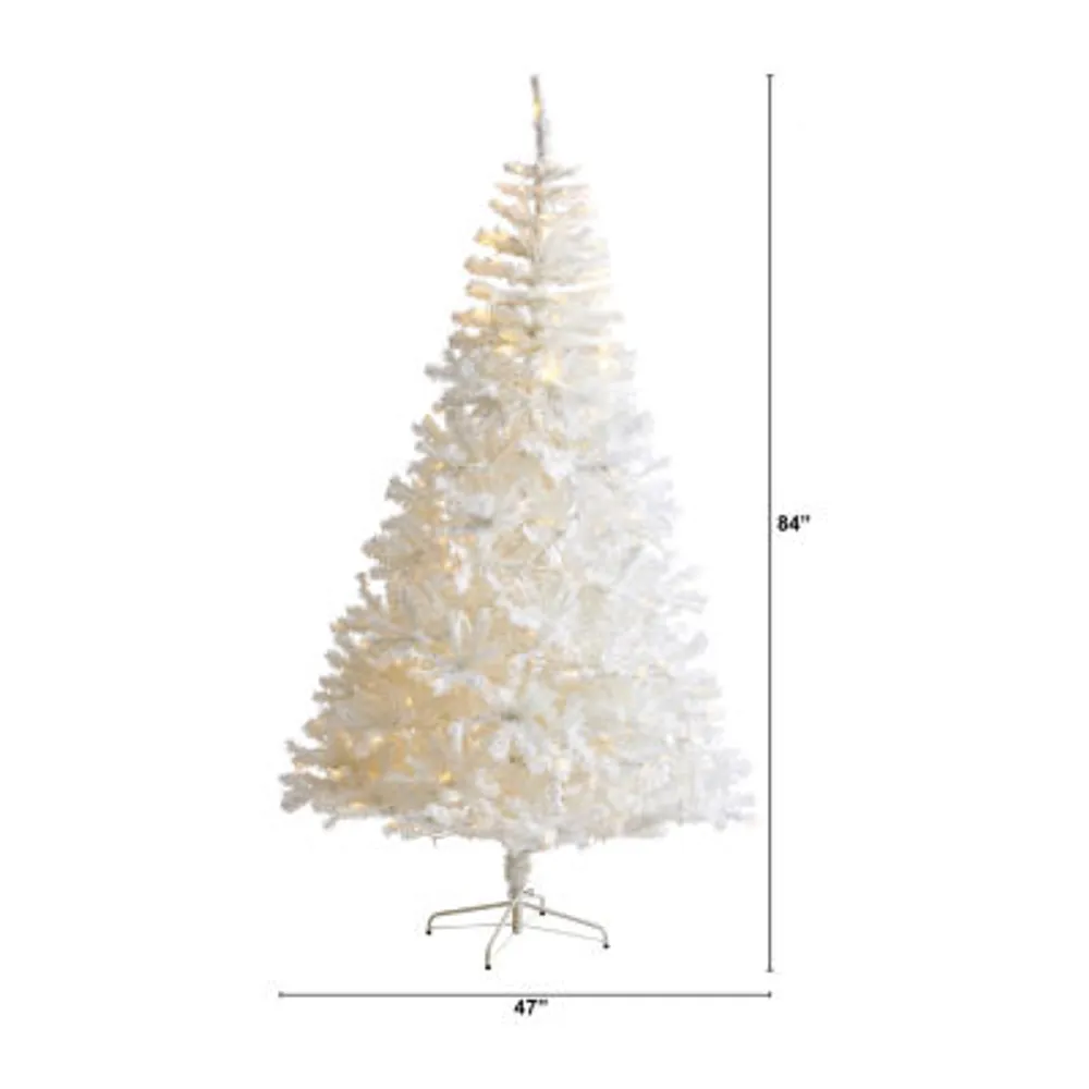 Nearly Natural 7 Foot White With 1000 Bendable Branches And 350 Clear Led Lights Pre-Lit Artificial Christmas Tree