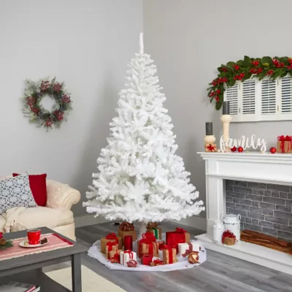 Nearly Natural 7 Foot White With 1000 Bendable Branches And 350 Clear Led Lights Pre-Lit Artificial Christmas Tree