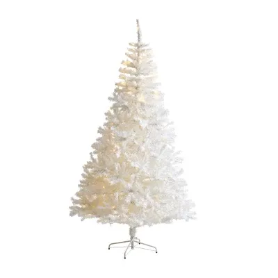 Nearly Natural 7 1/2 Foot White Pine With 1380 Bendable Branches And 400 Clear Led Lights Pre-Lit Artificial Christmas Tree
