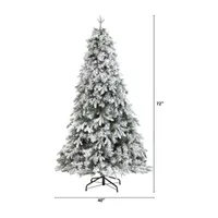 Nearly Natural 6 Foot Flocked Vermont Mixed Pine With 300 Clear Led Lights Pre-Lit Artificial Christmas Tree