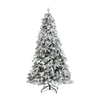 Nearly Natural 6 Foot Flocked Vermont Mixed Pine With 300 Clear Led Lights Pre-Lit Artificial Christmas Tree