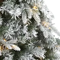 Nearly Natural 6 Foot Flocked Vermont Mixed Pine With 300 Clear Led Lights Pre-Lit Artificial Christmas Tree