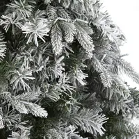 Nearly Natural 6 Foot Flocked Vermont Mixed Pine With 300 Clear Led Lights Pre-Lit Artificial Christmas Tree