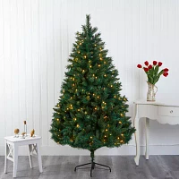 Nearly Natural 6 Foot Rocky Mountain Mixed Pine With 300 Led Lights Pre-Lit Artificial Christmas Tree