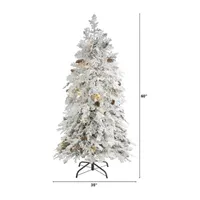 Nearly Natural 5ft. Flocked Montana Down Swept 5 Foot Pre-Lit Flocked Spruce Christmas Tree