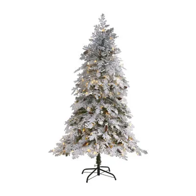 Nearly Natural 6 Foot Flocked Montana Down Swept Spruce With 250 Clear Led Lights Pre-Lit Artificial Christmas Tree