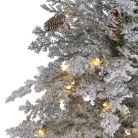 Nearly Natural 6 Foot Flocked Montana Down Swept Spruce With 250 Clear Led Lights Pre-Lit Artificial Christmas Tree