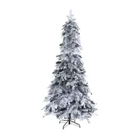 Nearly Natural 8 Foot Flocked Montana Down Swept Spruce With Pinecones And 500 Led Lights Pre-Lit Artificial Christmas Tree