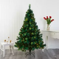 Nearly Natural 6ft. Assorted Green Scotch Pine Artificial Christmas Tree With 250 Led Lights 6 Foot Pre-Lit Pine Christmas Tree